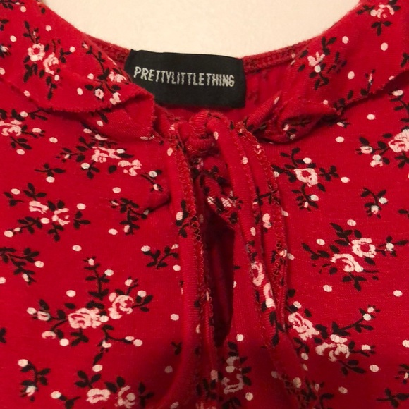 Red Floral Mini Dress - Picture 3 of 4